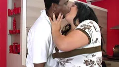 Fatty and a big black cock fucking for interracial bliss