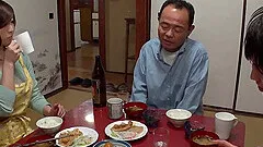 Big natural boobs Japanese housewife sucks a dick