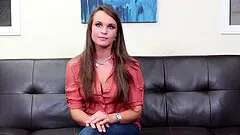Hot blue eyed chick strips for great casting sex