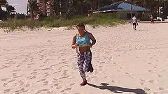 Busty Blonde Rides Trainer After The Beach Session