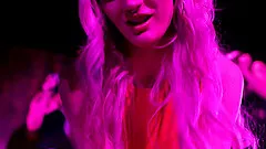 Slut in the night club bathroom fucks a big dick guy