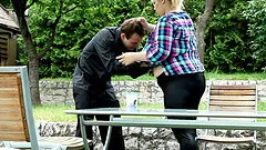 Plump blonde chick just loves sitting down on her lover's face!