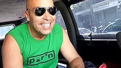 Captivating tattooed babe turns around in the car to be doggy shagged