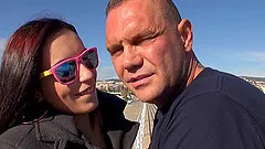 Amazing port slut with a tattoo lures a foreigner to doggystyle fuck outdoor