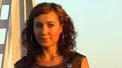 Wild, fun girl gets naked on the train tracks and dances