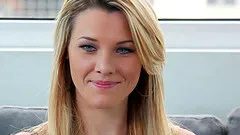 Hot chick in sexy earrings and eye makeup fucks the casting agent