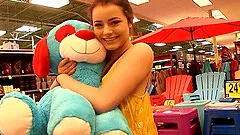 Go shopping with a cute flashing chick and watch her masturbate