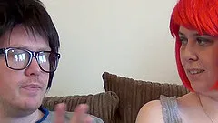 Nicola Kiss is ready to suck the cock of the horny nerdy guy