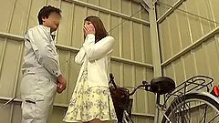 Japanese cardigan and dress babe bent over and fucked