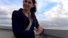 Amateur girl sucks a stranger in a shop