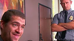 Security guards get rough with the slutty girl in stockings