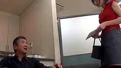 Wanking to the hot Japanese girl and cumming on her face