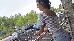 Smart girl with glasses sucks cock and sits on his fat cock