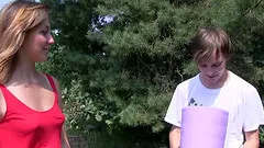 Innocent girl ends up fucking in a park on her first date with him