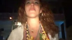 Girls are flashing on the beach