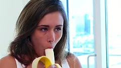 Naughty girlfriend sucks a cock and receives a creampie