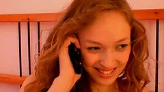 After talking to her stud over the phone this sassy teen toy fucks her muff nicely