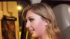 Naughty teen slut gets banged in the back seat of a car