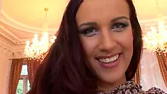 Hot brunette with big gorgeous tits enjoying an interracial threesome