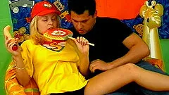 Blonde beauty enjoys an orgasmic doggy style penetration