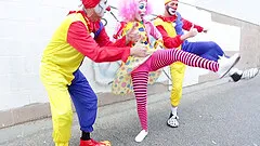 Teasing model with a tattoo on her hand moans for hard fucking as she takes two cocks