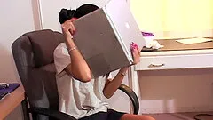 Nerdy chick and her busty blonde friend engaging in a threesome