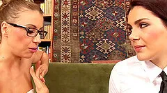 Two amazing and sexy girls getting banged in the library