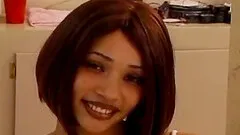 Light skinned ebony babe enjoys kinky interracial sex