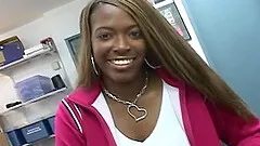Beautiful black woman in pink got sperm on her face