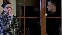 The brunette gets fucked through her nylons before pissing  all over the blonde