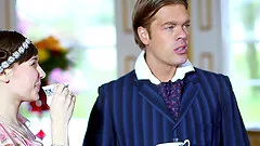 Horny housemaid in stockings and boots get a rough fucking