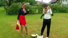 Picnic turns into a dirty food fight with two sexy European sluts