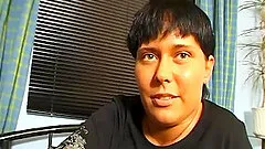 German amateur mom masturbates and sucks with cum