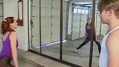 Her dance instructor helps her stretch out then fucks her ass