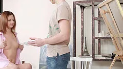 Making love to a skinny beauty and nutting on her face