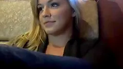 Pretty amateur blonde is teasing in public place