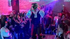 Tantalizing babes gone crazy in a cock sucking action in the male strip club a groupsex orgy