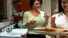 Awesome grannies kiss passionately before drilling their holes with a humongous toy