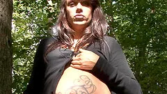 Hot smoker pregnant babe has some finger fun