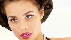 Pinup babe Briana Ashley strips off her vintage lingerie