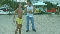 Sexy chick from the beach goes to his place for dick