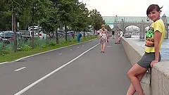 Jeny Smith no panties upskirt in public