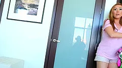 Chubby doll loves the feel of a stiff pecker in her bald cunt