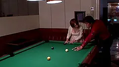 Cock loving Japanese slut gets fucked in a pool hall
