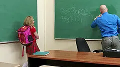 Horny blonde student gets fucked by an older hardcore man