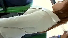 On a public train a Japanese AV model gets fucked from behind