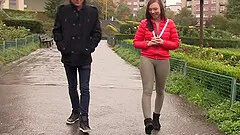 Brunette teen with natural boobs picked up in public