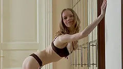 Petite, fit Bonnie dances around the room while stripping naked