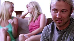 Two chicks with small tits power fucked in a hot threeway