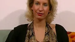 Amateur Milf toys and strokes a dick with cum on tits